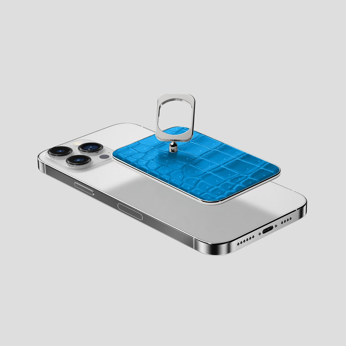 Blue-Lagoon iPhone 15 Pro Max Magsafe Ring Porosus Crocodile with Steel Metal -4 | Blue-Lagoon-Steel