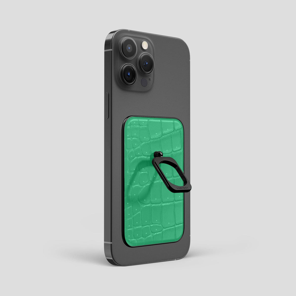 Cactus-Green iPhone 15 Pro Max Magsafe Ring Porosus Crocodile with Black Metal -1 | Cactus-Green-Black