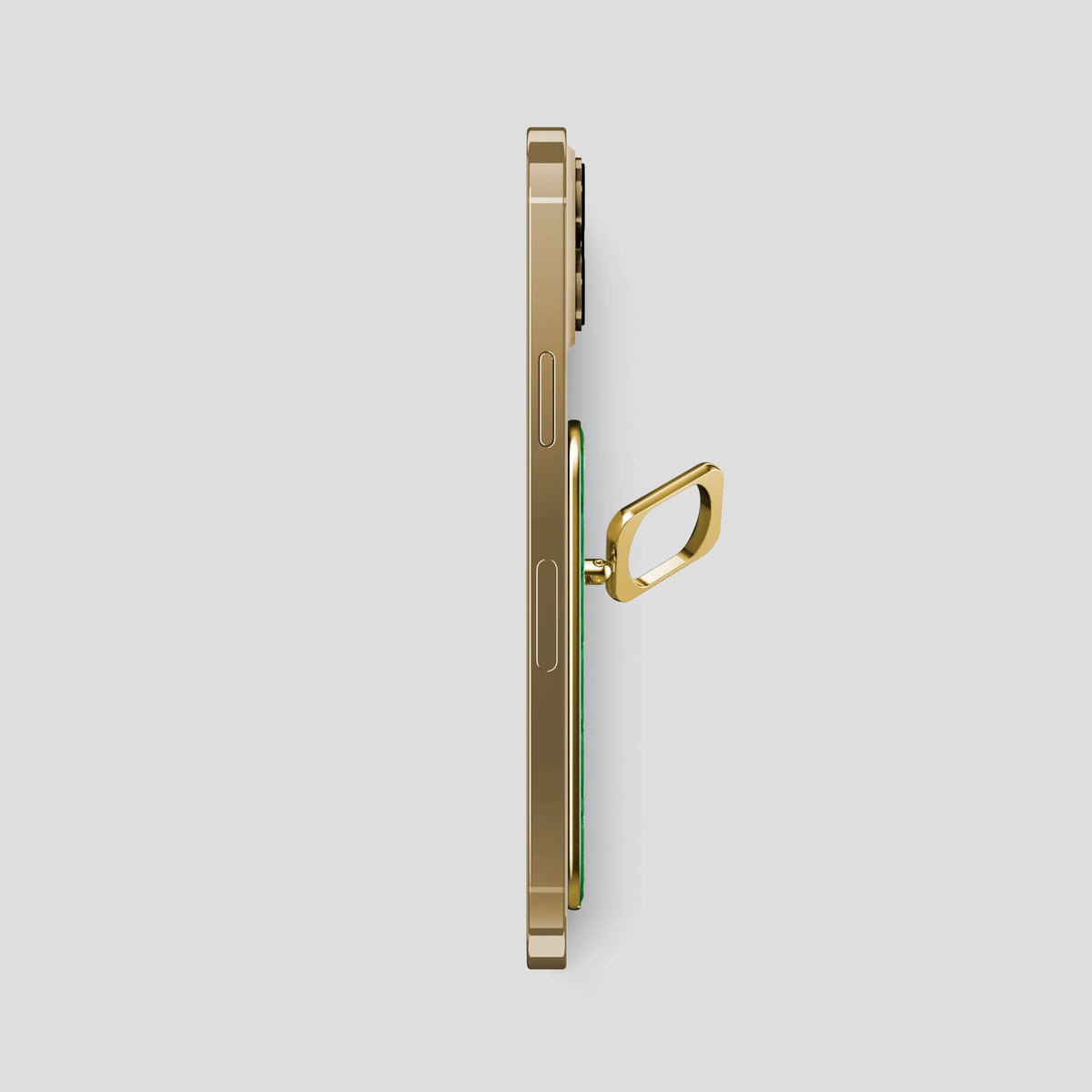 Cactus-Green iPhone 15 Pro Max Magsafe Ring Porosus Crocodile with Gold Metal -3 | Cactus-Green-Gold
