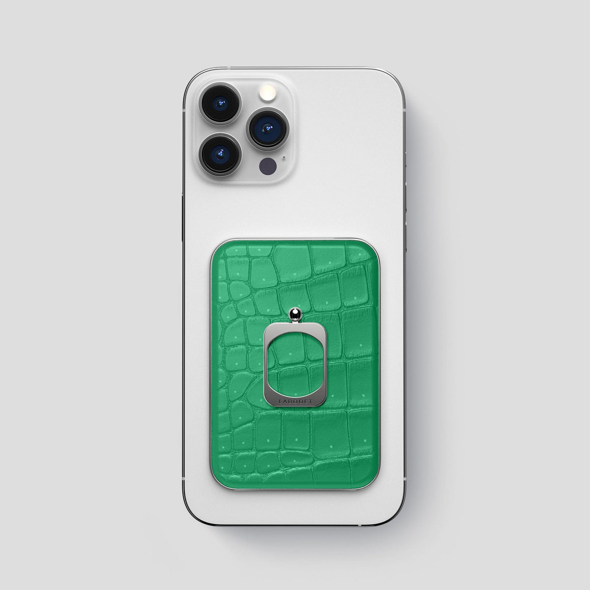 Cactus-Green iPhone 15 Pro Max Magsafe Ring Porosus Crocodile with Steel Metal -2 | Cactus-Green-Steel