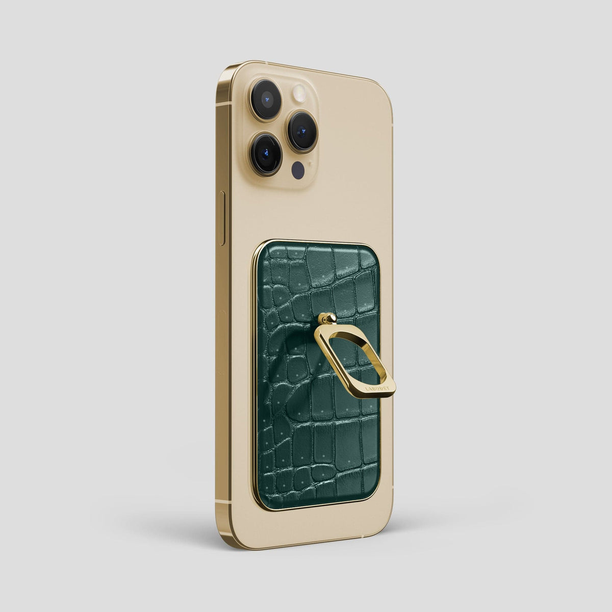 Dark-Forest iPhone 15 Pro Max Magsafe Ring Porosus Crocodile with Gold Metal -1 | Dark-Forest-Gold