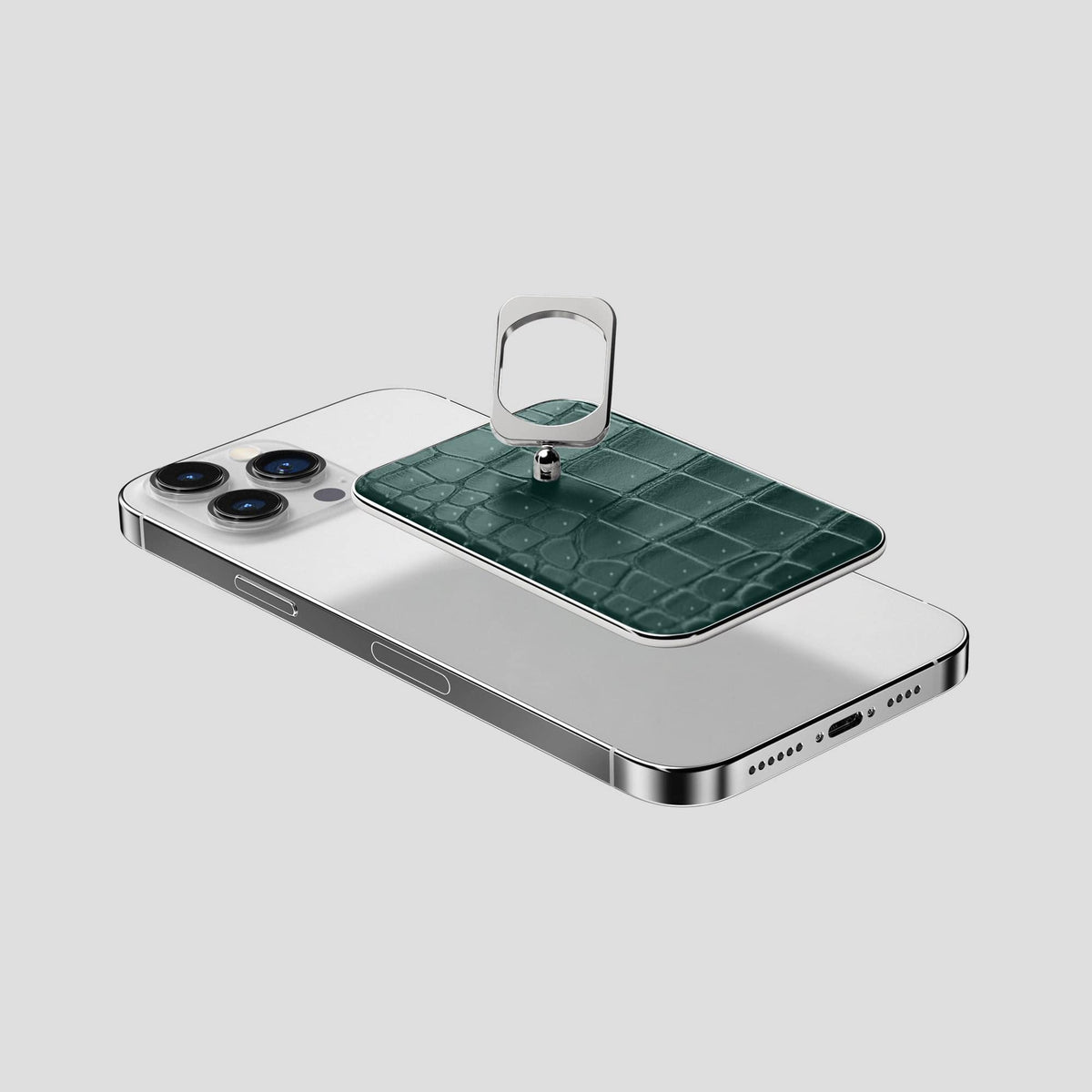 Dark-Forest iPhone 15 Pro Max Magsafe Ring Porosus Crocodile with Steel Metal -4 | Dark-Forest-Steel