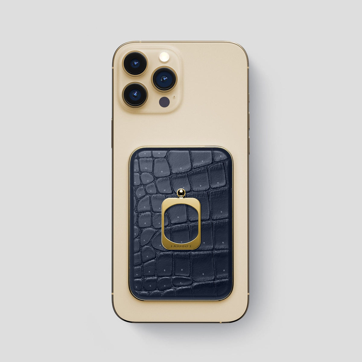 Deep Blue Sea iPhone 15 Pro Max Magsafe Ring Porosus Crocodile with Gold Metal -2 | Deep-Blue-Sea-Gold