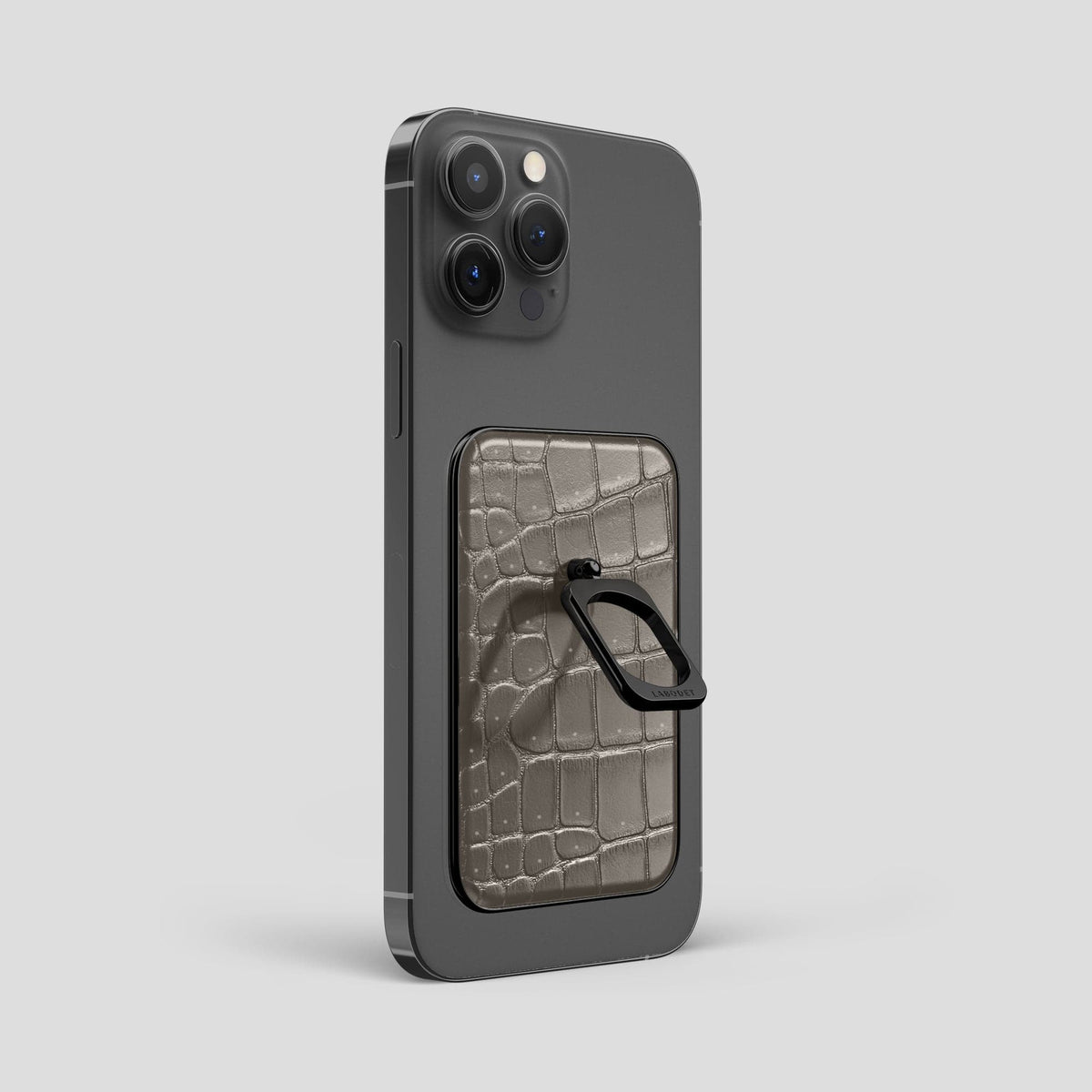 Lava-Stone iPhone 15 Pro Max Magsafe Ring Porosus Crocodile with Black Metal -1 | Lava-Stone-Black