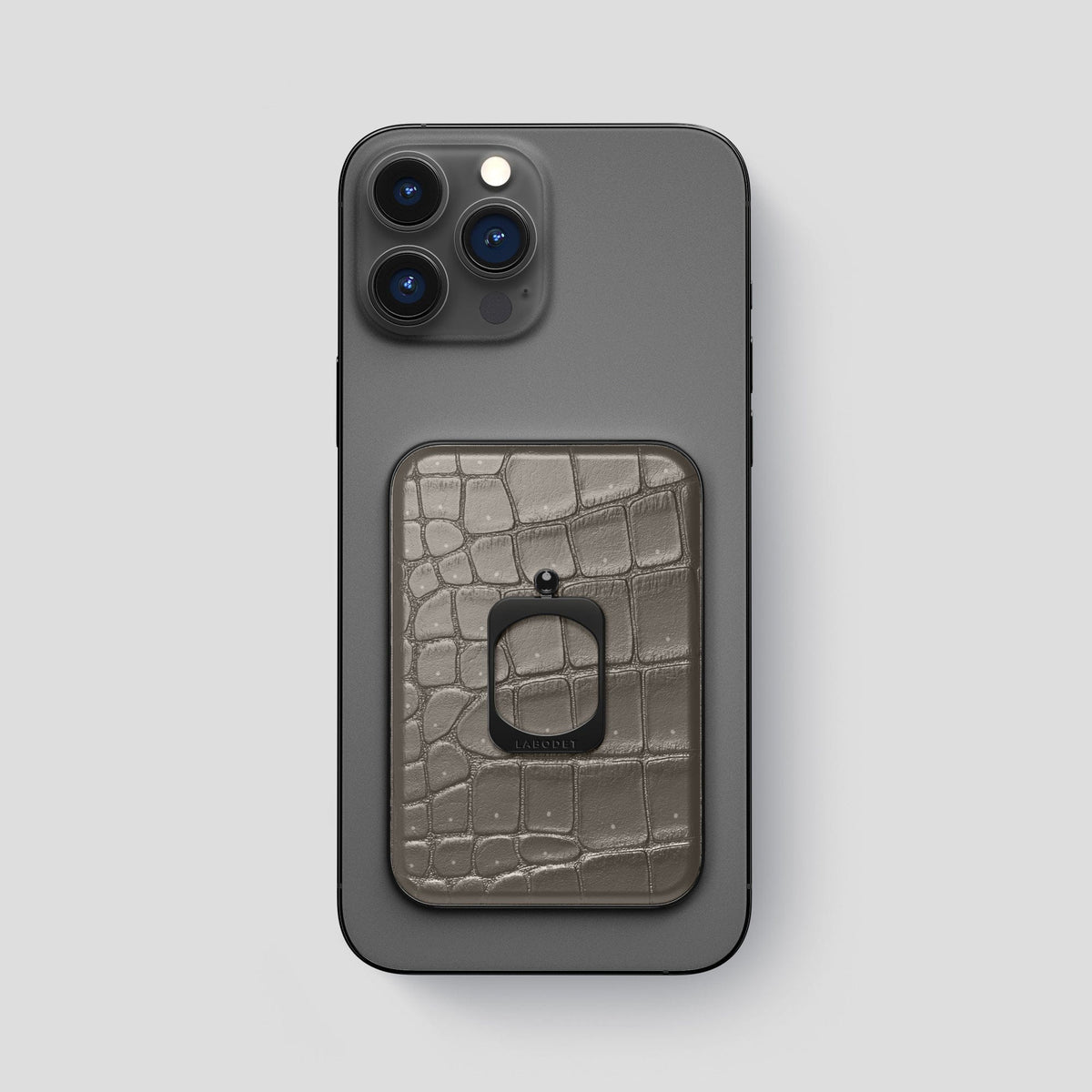 Lava-Stone iPhone 15 Pro Max Magsafe Ring Porosus Crocodile with Black Metal -2 | Lava-Stone-Black