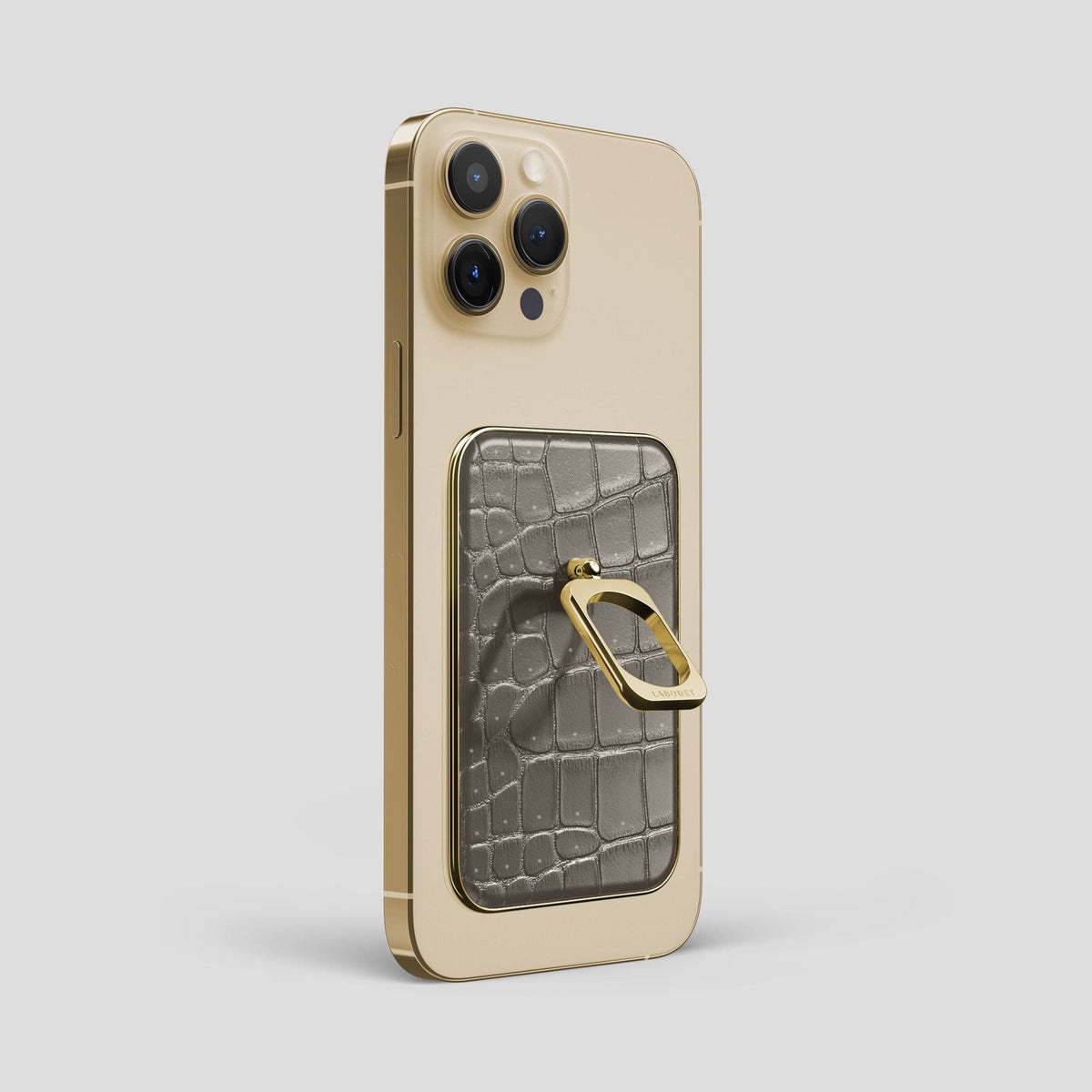 Lava-Stone iPhone 15 Pro Max Magsafe Ring Porosus Crocodile with Gold Metal -1 | Lava-Stone-Gold