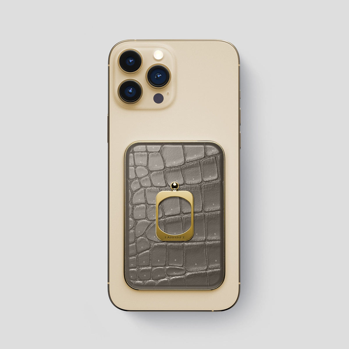 Lava-Stone iPhone 15 Pro Max Magsafe Ring Porosus Crocodile with Gold Metal -2 | Lava-Stone-Gold