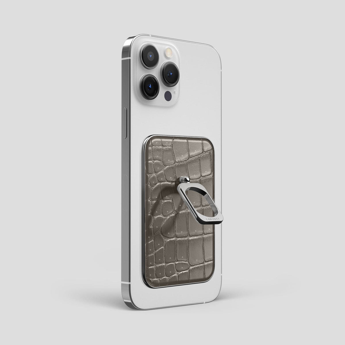 Lava-Stone iPhone 15 Pro Max Magsafe Ring Porosus Crocodile with Steel Metal -1 | Lava-Stone-Steel
