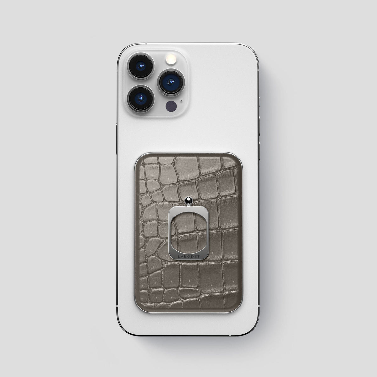 Lava-Stone iPhone 15 Pro Max Magsafe Ring Porosus Crocodile with Steel Metal -2 | Lava-Stone-Steel