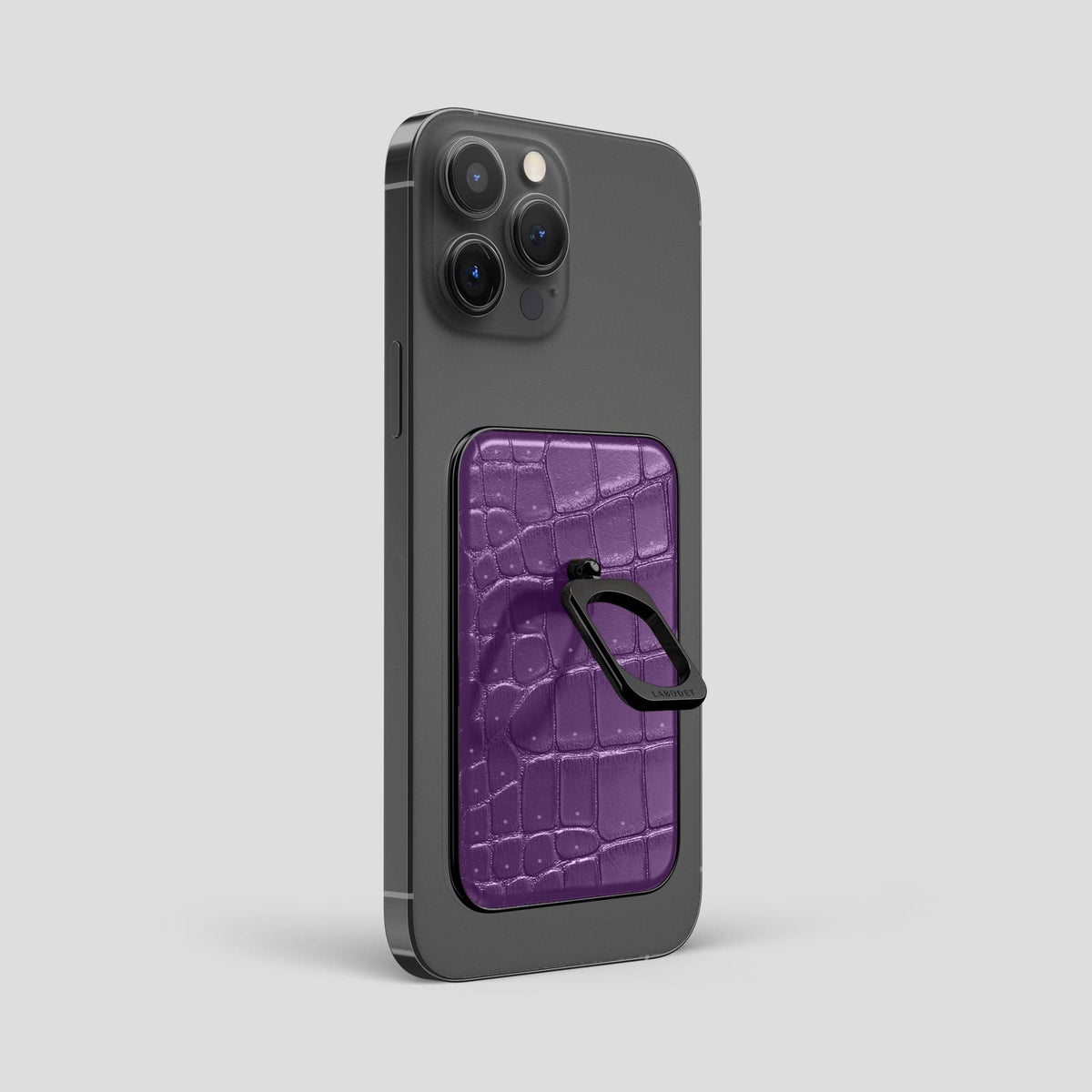 Purple iPhone 15 Pro Max Magsafe Ring Porosus Crocodile with Black Metal -1 | Purple-Black