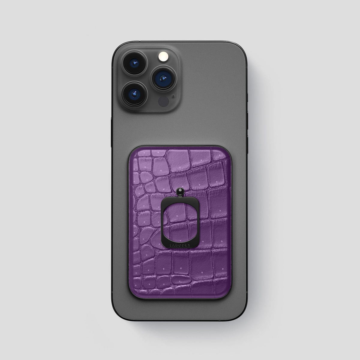 Purple iPhone 15 Pro Max Magsafe Ring Porosus Crocodile with Black Metal -2 | Purple-Black