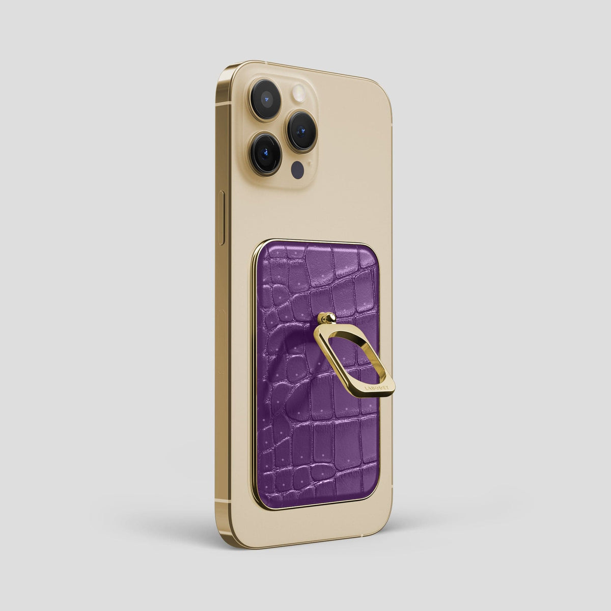 Purple iPhone 15 Pro Max Magsafe Ring Porosus Crocodile with Gold Metal -1 | Purple-Gold