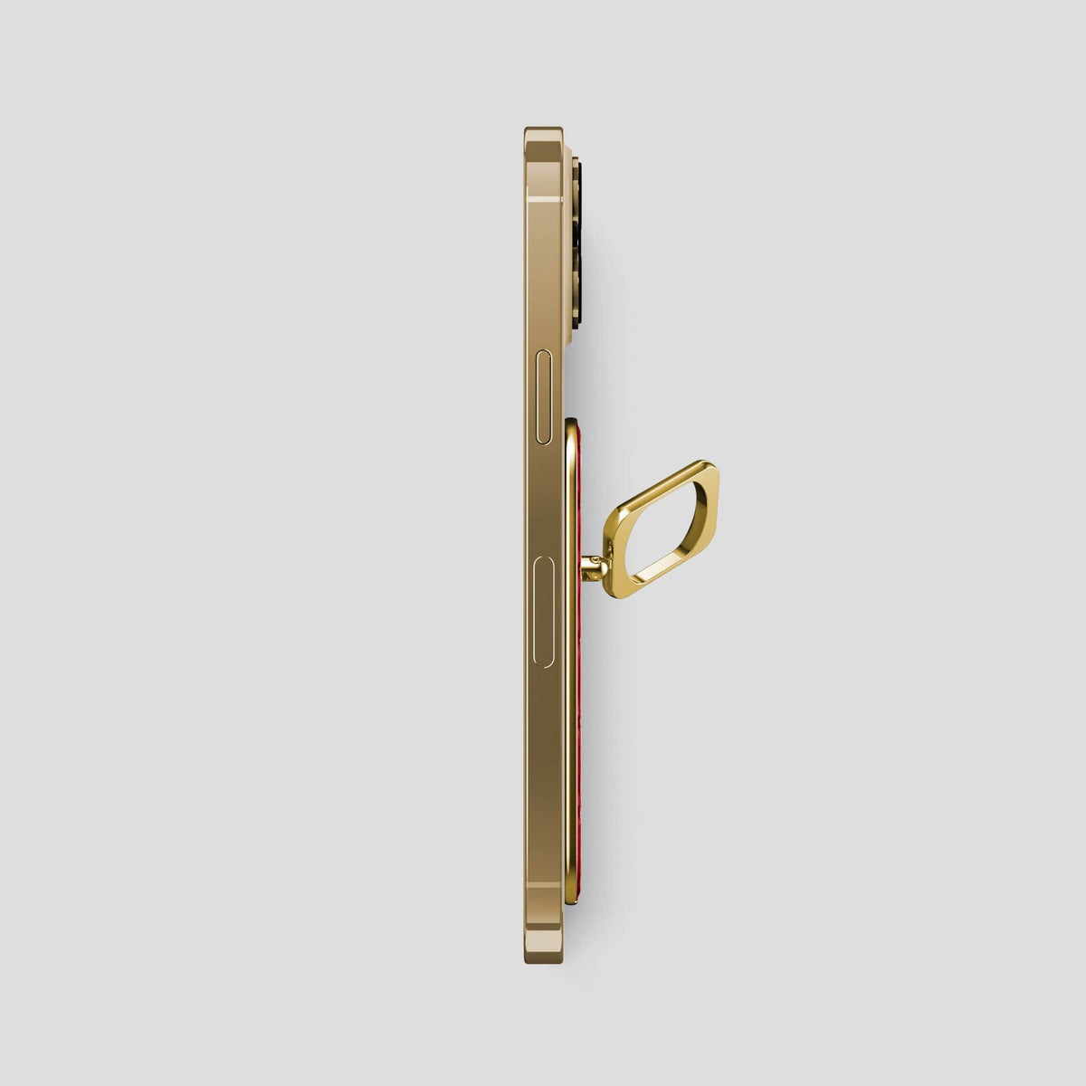 Burgundy iPhone 15 Pro Max Magsafe Ring Porosus Crocodile with Gold Metal -3 | Burgundy-Gold