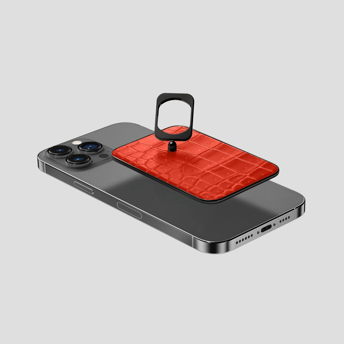 Rust iPhone 15 Pro Max Magsafe Ring Porosus Crocodile with Black Metal -4 | Rust-Black