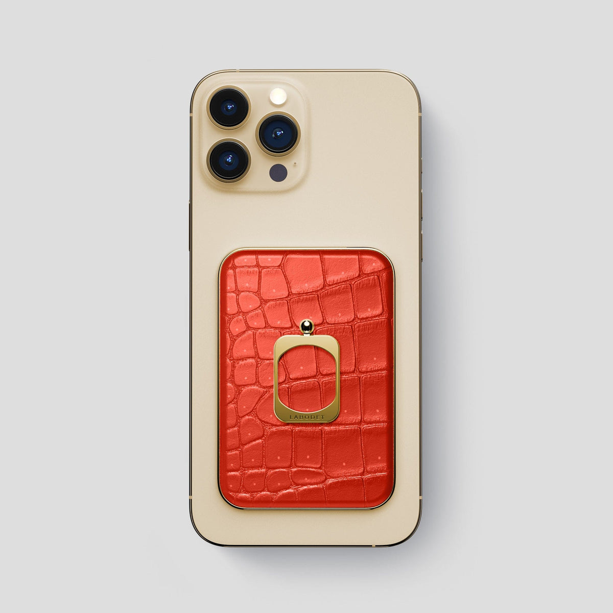Rust iPhone 15 Pro Max Magsafe Ring Porosus Crocodile with Gold Metal -2 | Rust-Gold