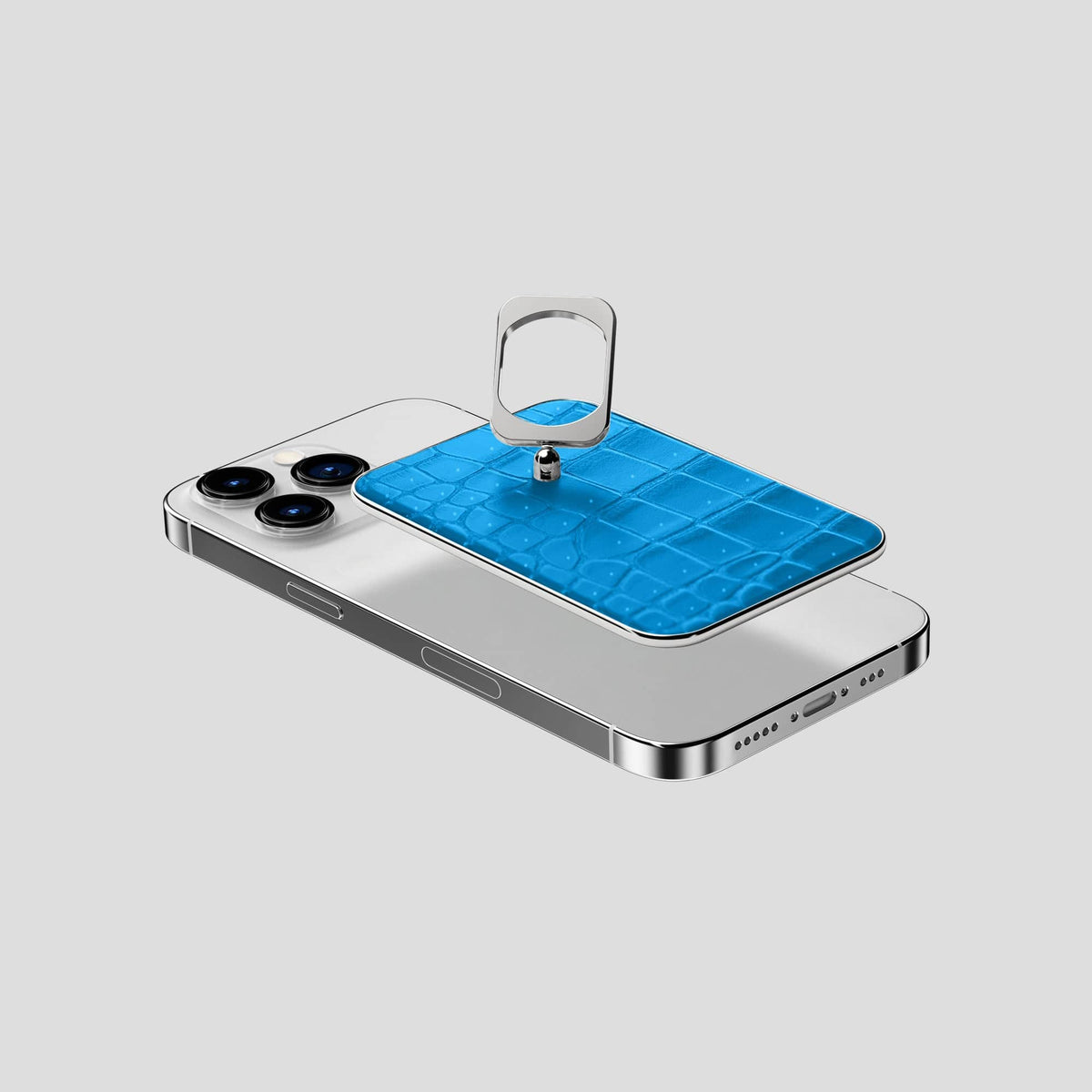 Blue-Lagoon iPhone 15 Pro Magsafe Ring Porosus Crocodile with Steel Metal -4 | Blue-Lagoon-Steel