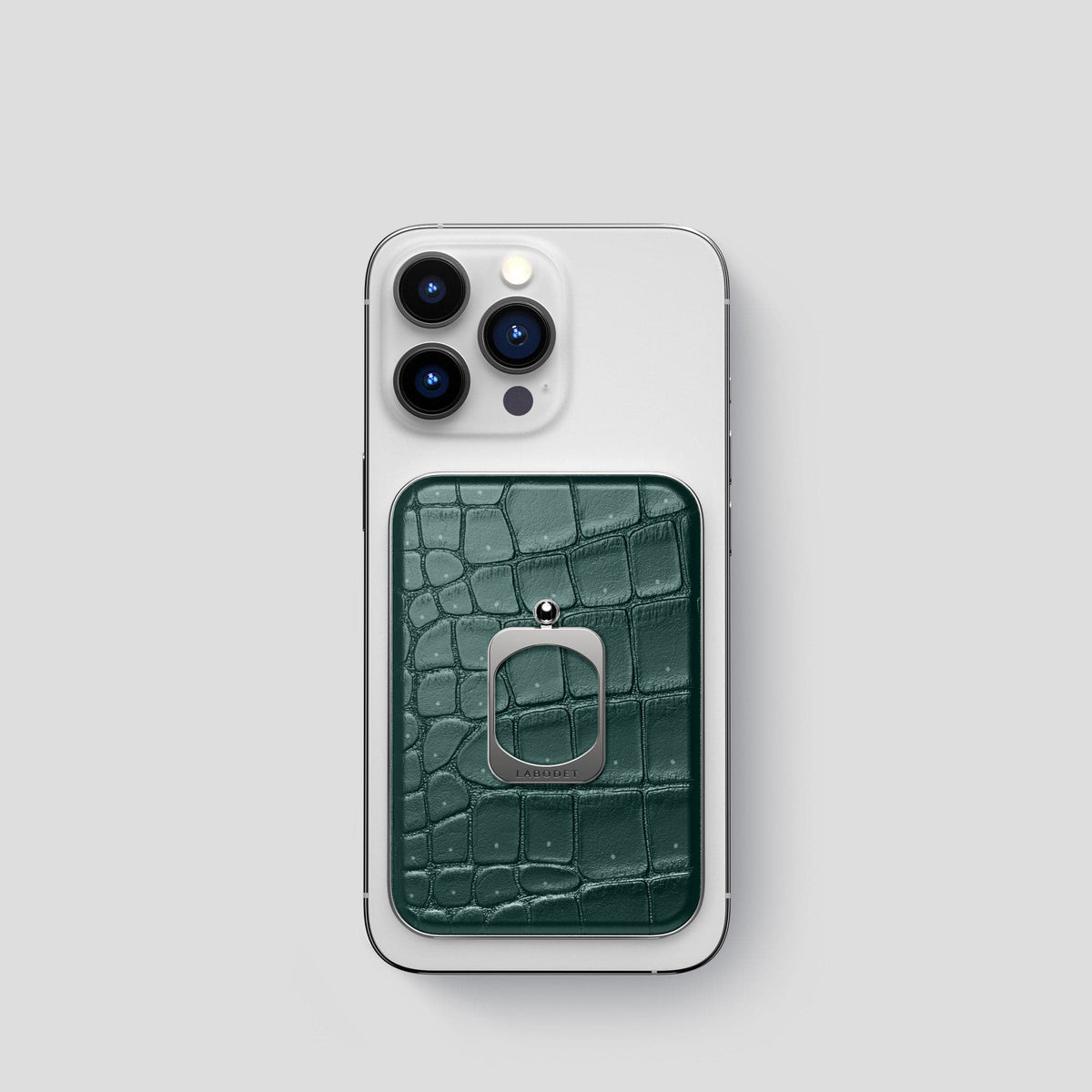 Dark-Forest iPhone 15 Pro Magsafe Ring Porosus Crocodile with Steel Metal -2 | Dark-Forest-Steel