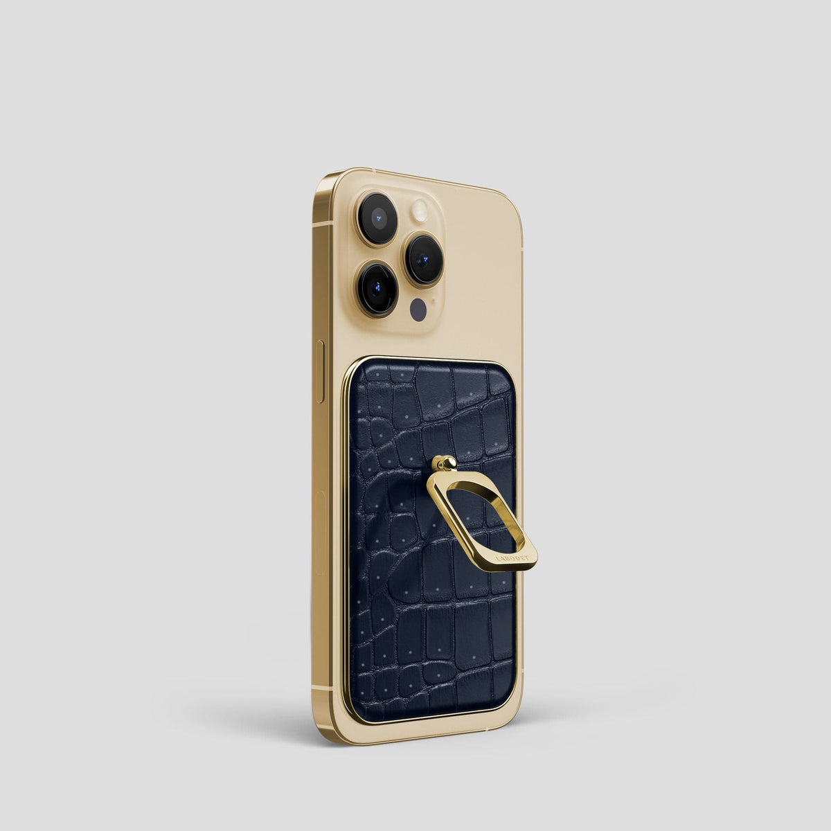Deep Blue Sea iPhone 15 Pro Magsafe Ring Porosus Crocodile with Gold Metal -1 | Deep-Blue-Sea-Gold