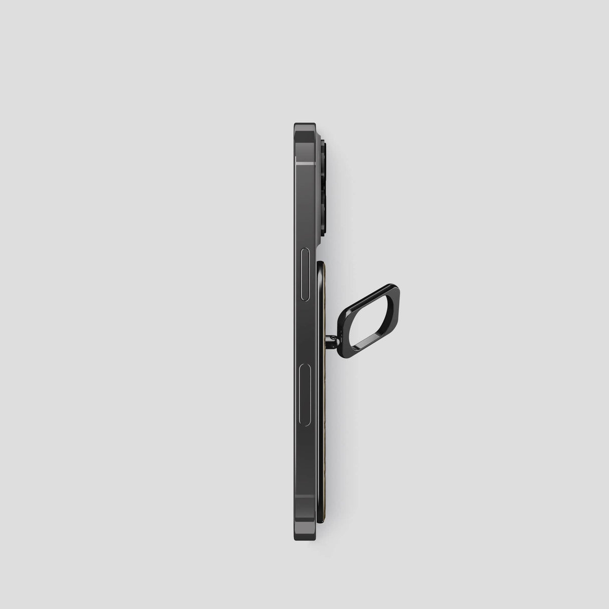 Kaki-Green iPhone 15 Pro Magsafe Ring Porosus Crocodile with Black Metal -3 | Kaki-Green-Black