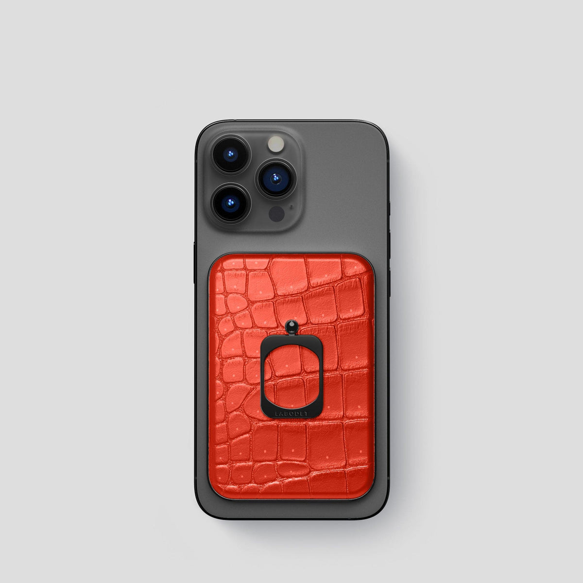Rust iPhone 15 Pro Magsafe Ring Porosus Crocodile with Black Metal -2 | Rust-Black