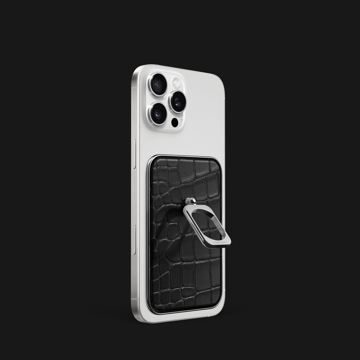 iPhone 16 Pro MagSafe Ring Edition-Black Alligator with Steel Metal -2 | Edition-Black-Steel