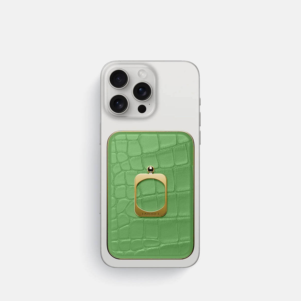 Apple-Green iPhone 16 Pro MagSafe Ring Alligator with Gold Metal -2 | Apple-Green-Gold