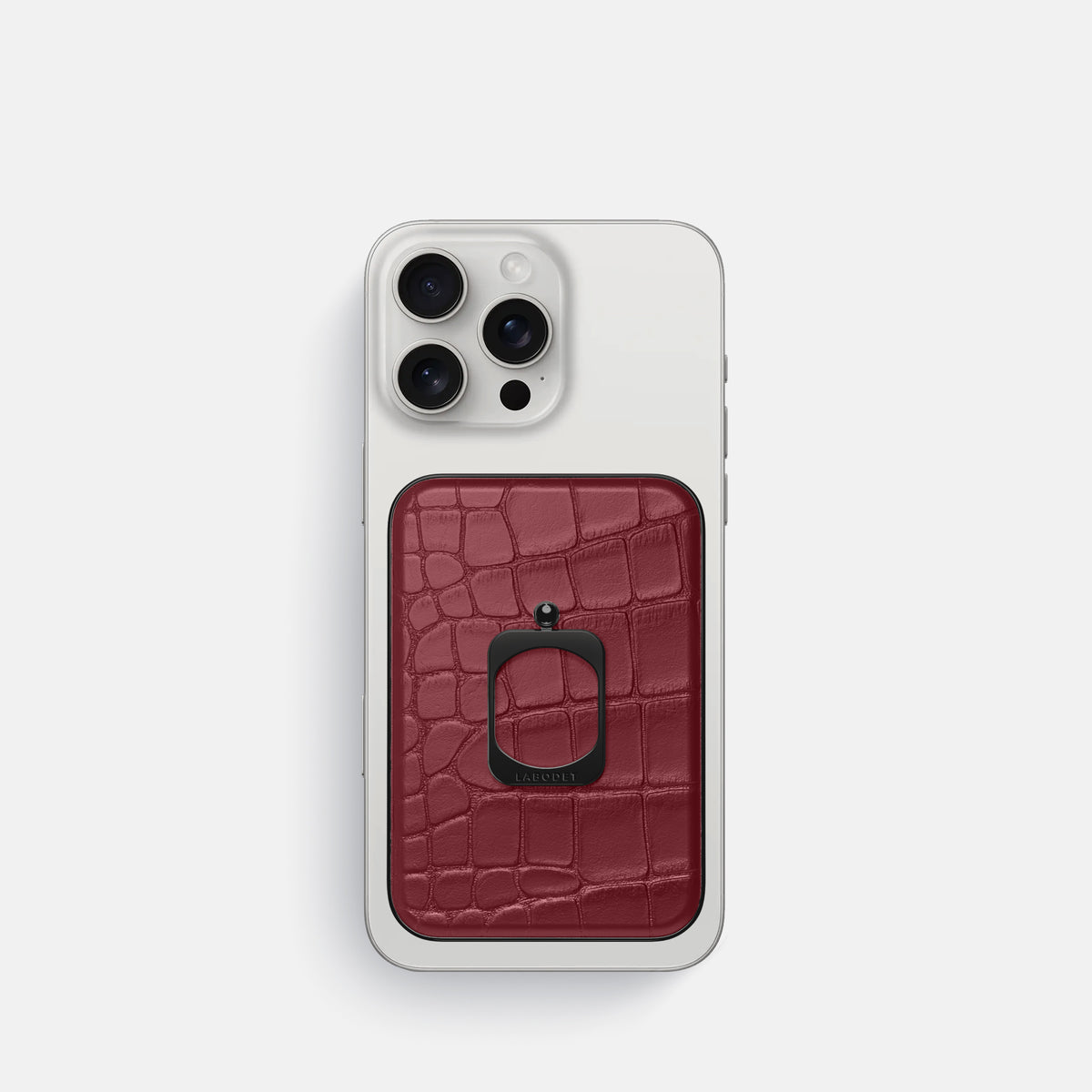 Burgundy iPhone 16 Pro MagSafe Ring Alligator with Black Metal -2 | Burgundy-Black