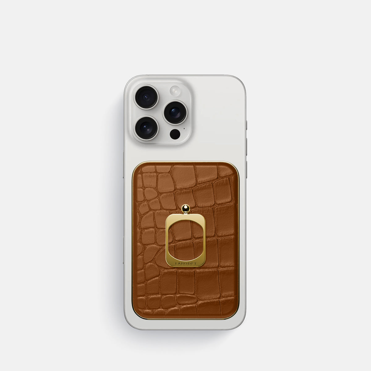 Honey iPhone 16 Pro MagSafe Ring Alligator with Gold Metal -2 | Honey-Gold