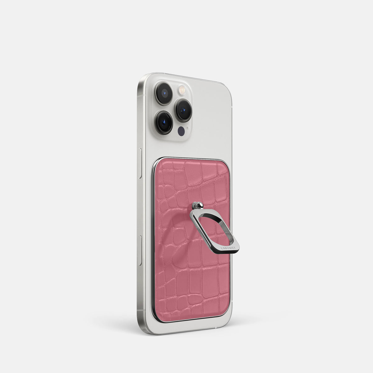 Pink iPhone 16 Pro MagSafe Ring Alligator with Steel Metal -1 | Pink-Steel