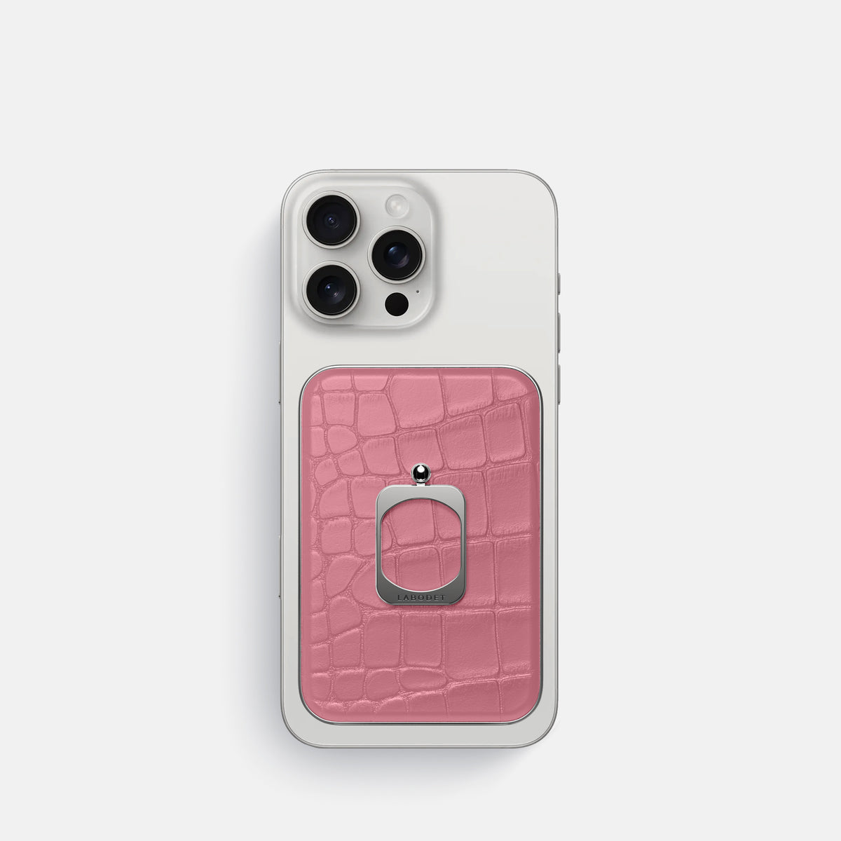Pink iPhone 16 Pro MagSafe Ring Alligator with Steel Metal -2 | Pink-Steel