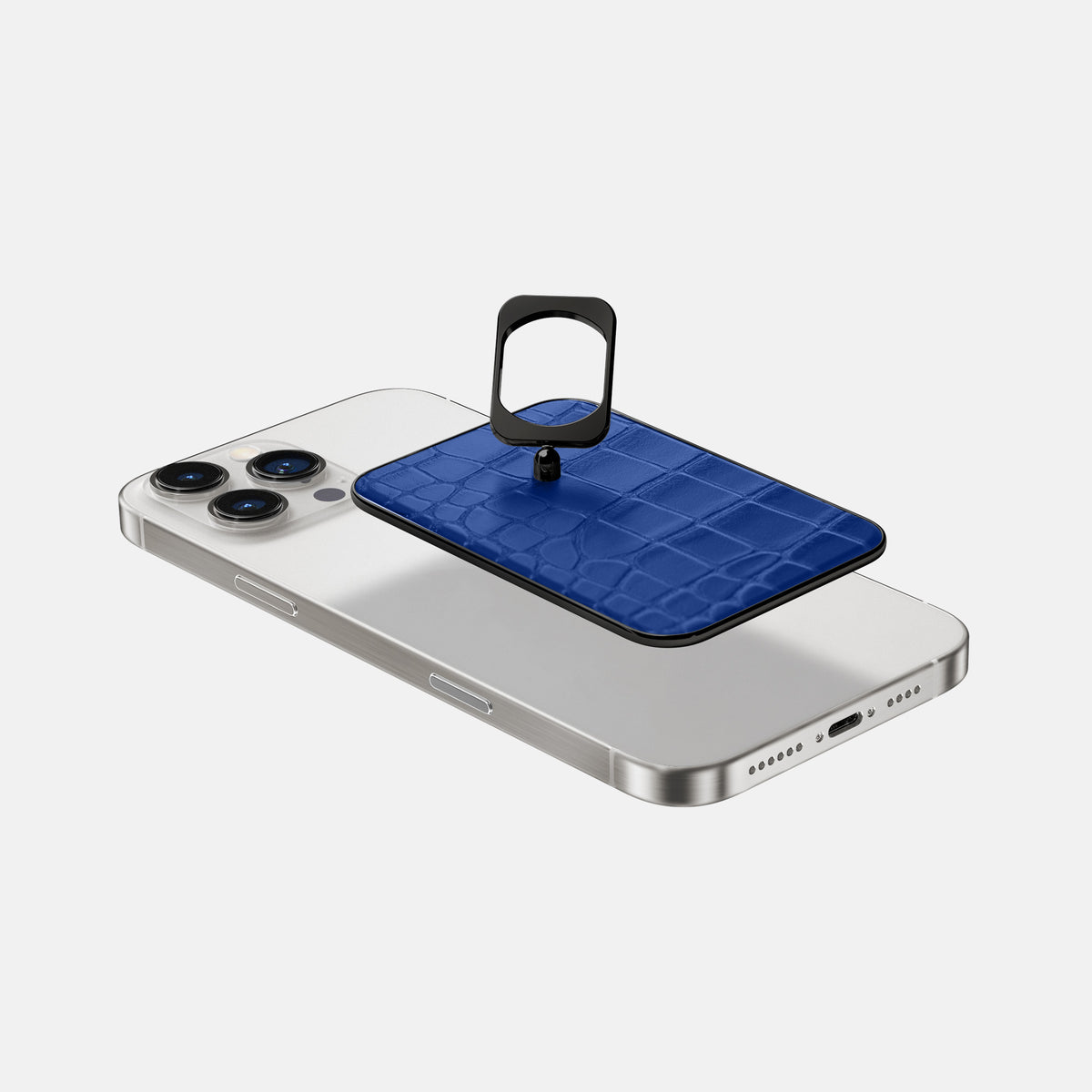 Royal Blue iPhone 16 Pro MagSafe Ring Alligator with Black Metal -4 | Royal-Blue-Black