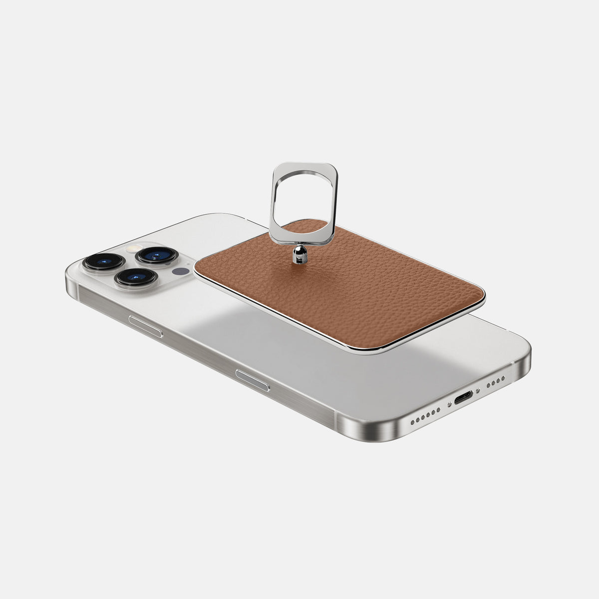 Caramel iPhone 16 Pro MagSafe Ring Calf with Steel Metal -4 | Caramel-Steel