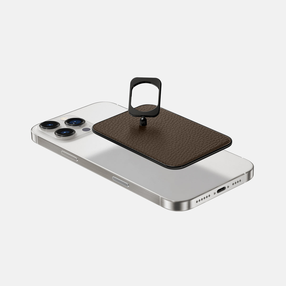 Dark Brown iPhone 16 Pro MagSafe Ring Calf with Black Metal -4 | Dark-Brown-Black