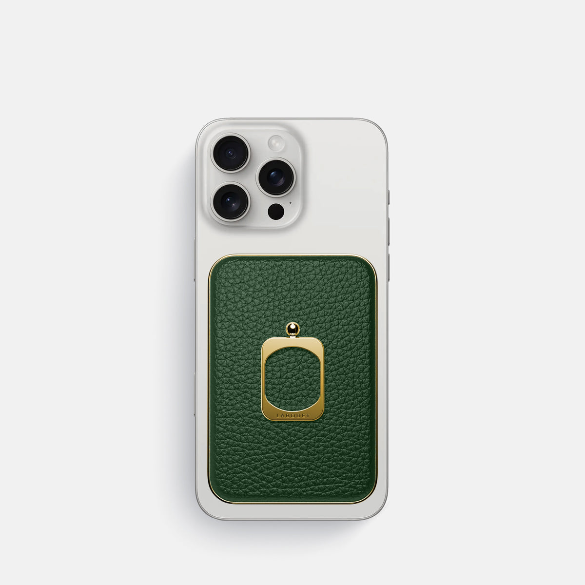 Dark Green iPhone 16 Pro MagSafe Ring Calf with Gold Metal -2 | Dark-Green-Gold