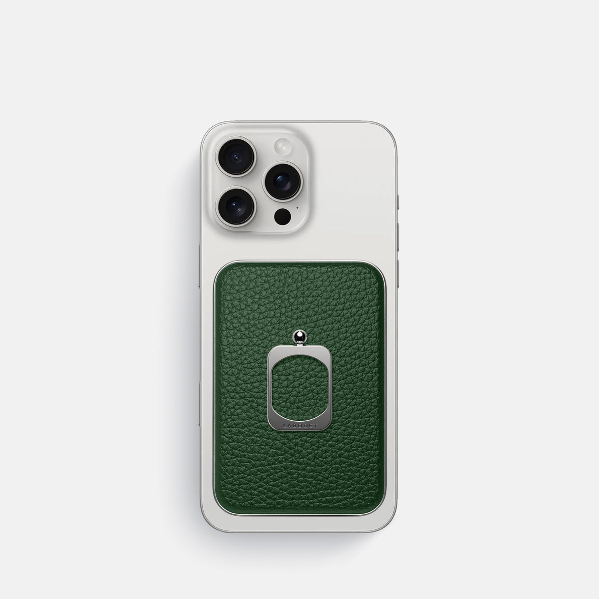 Dark Green iPhone 16 Pro MagSafe Ring Calf with Steel Metal -2 | Dark-Green-Steel