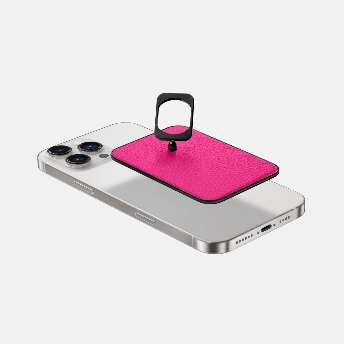 Magenta iPhone 16 Pro MagSafe Ring Calf with Black Metal -4 | Magenta-Black