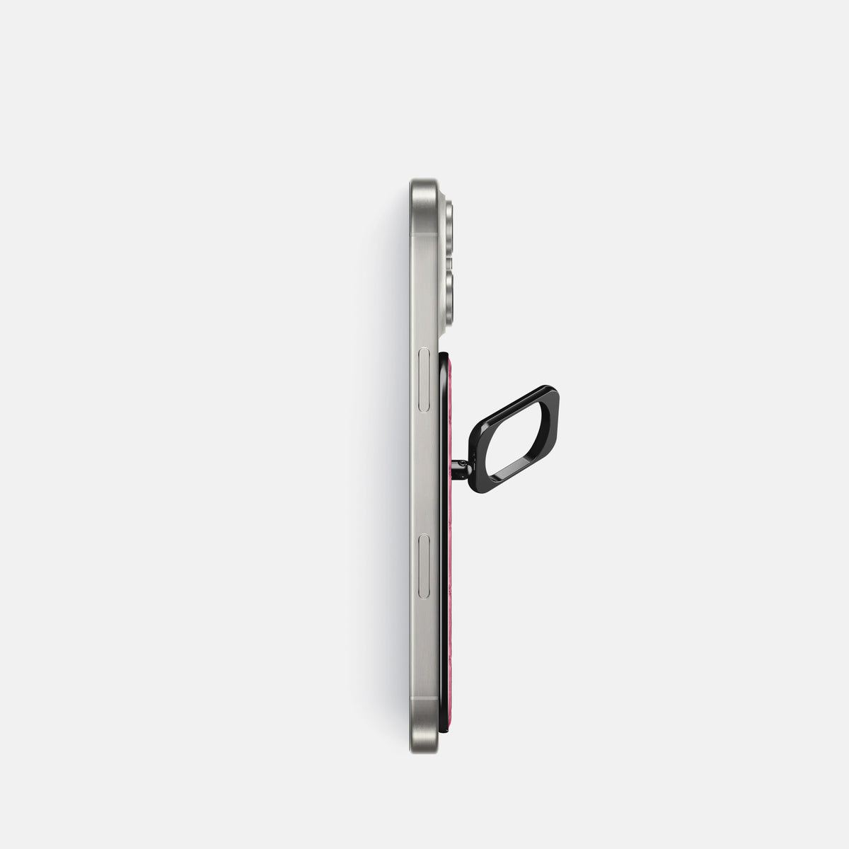 Pink iPhone 16 Pro MagSafe Ring Calf with Black Metal -3 | Pink-Black