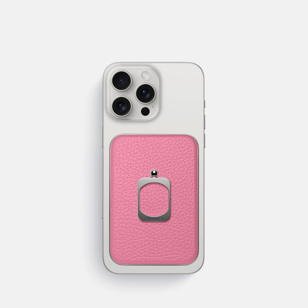 Pink iPhone 16 Pro MagSafe Ring Calf with Steel Metal -2 | Pink-Steel