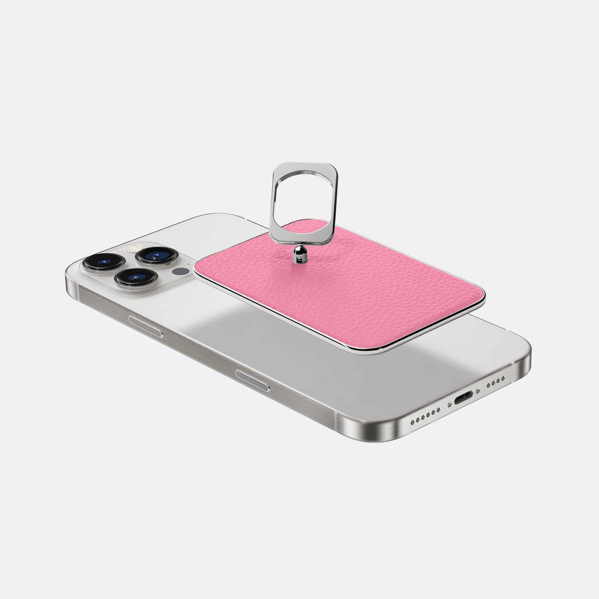 Pink iPhone 16 Pro MagSafe Ring Calf with Steel Metal -4 | Pink-Steel