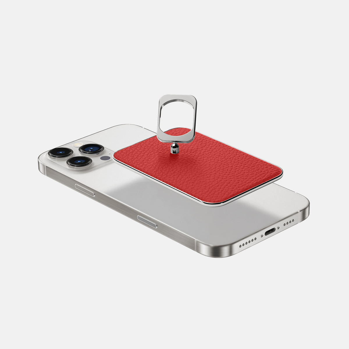 Red iPhone 16 Pro MagSafe Ring Calf with Steel Metal -4 | Red-Steel