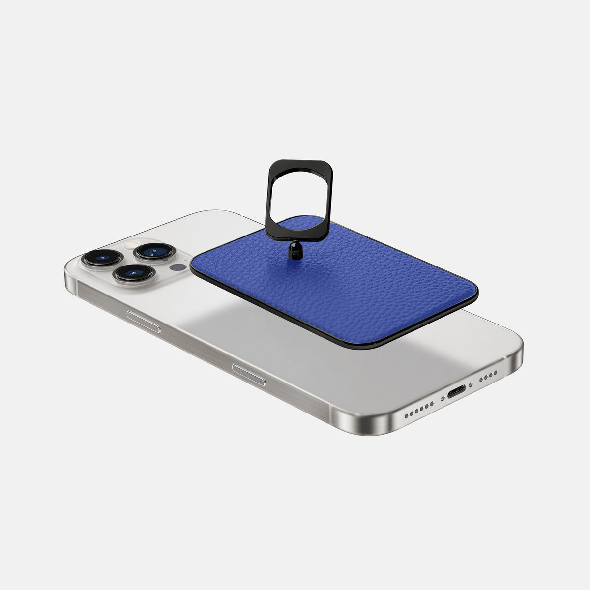 Royal Blue iPhone 16 Pro MagSafe Ring Calf with Black Metal -4 | Royal-Blue-Black