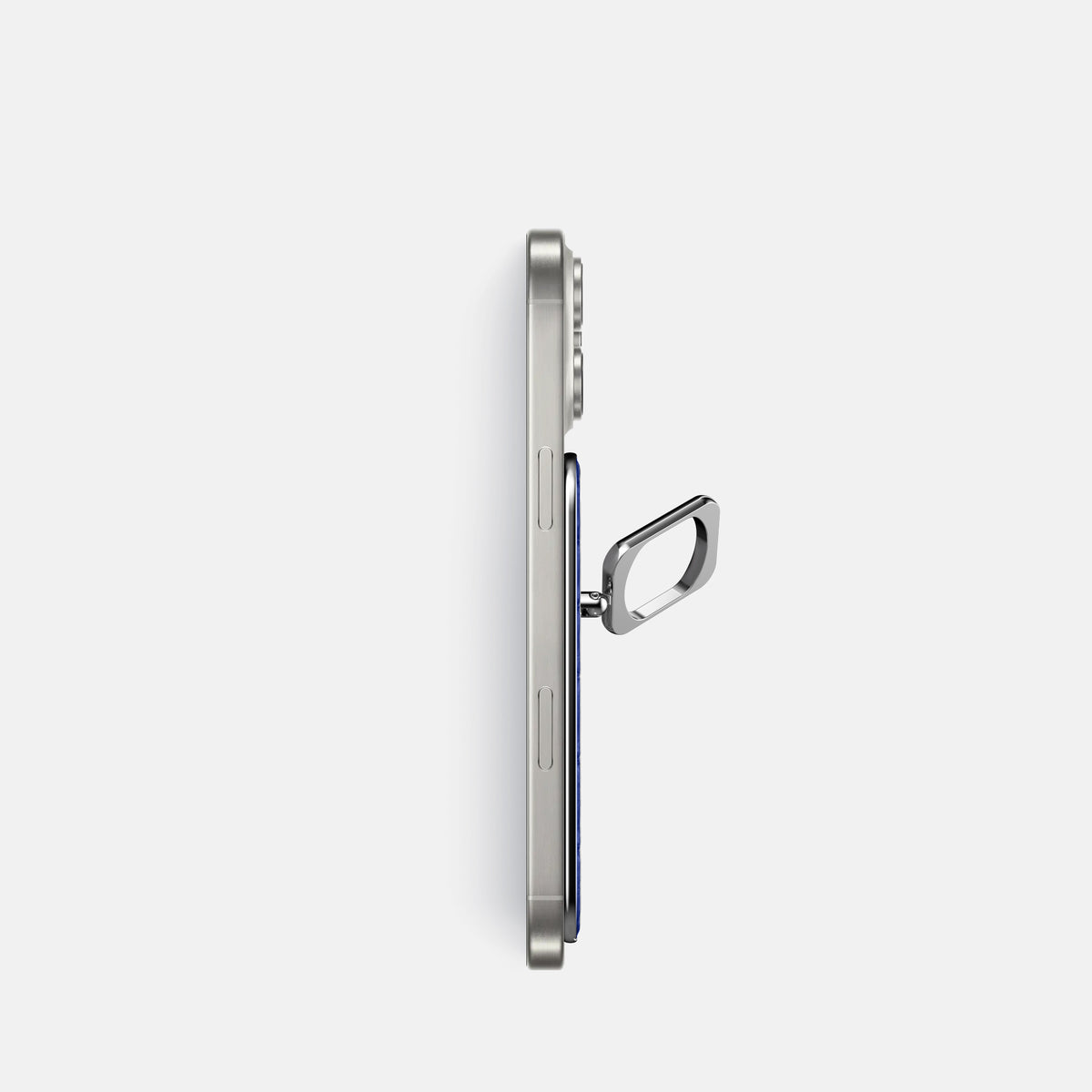Royal Blue iPhone 16 Pro MagSafe Ring Calf with Steel Metal -3 | Royal-Blue-Steel