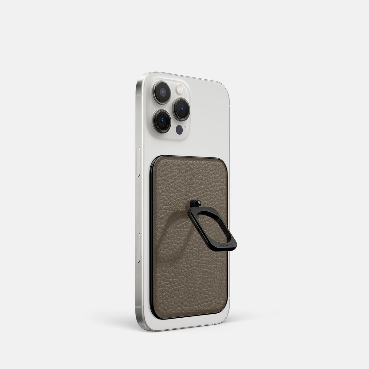 Taupe iPhone 16 Pro MagSafe Ring Calf with Black Metal -1 | Taupe-Black