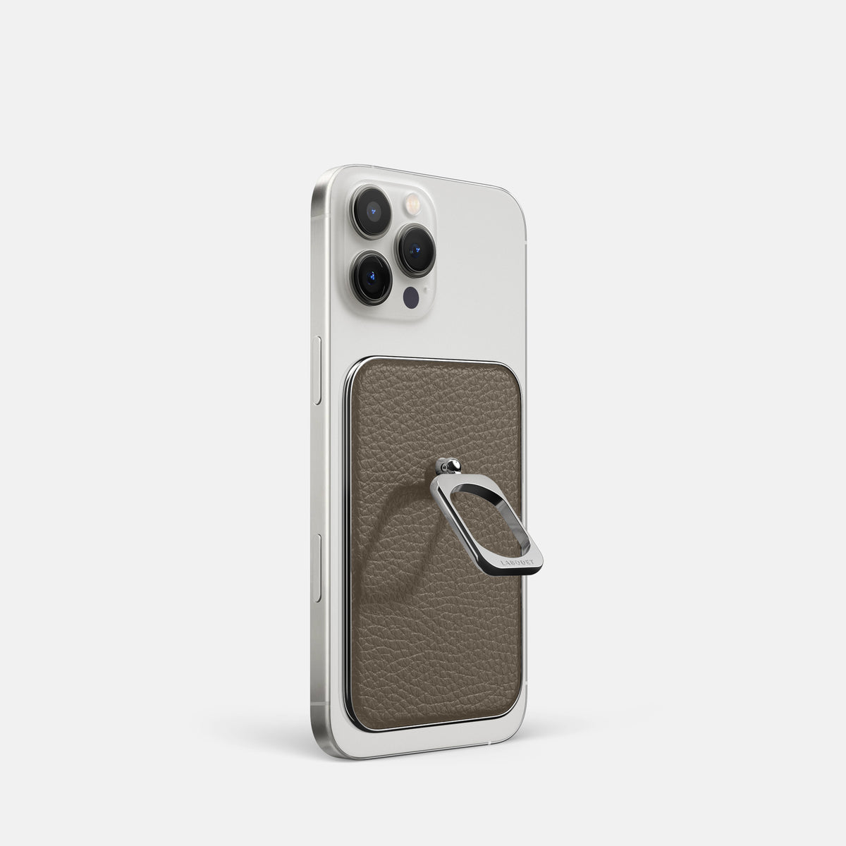 Taupe iPhone 16 Pro MagSafe Ring Calf with Steel Metal -1 | Taupe-Steel