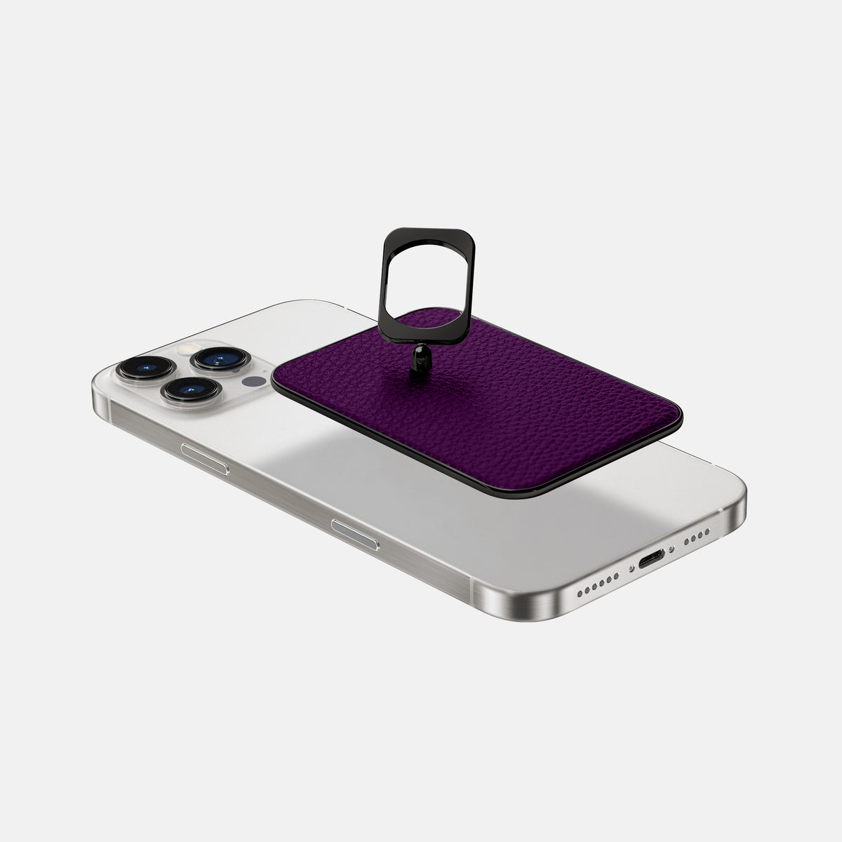 Violet iPhone 16 Pro MagSafe Ring Calf with Black Metal -4 | Violet-Black