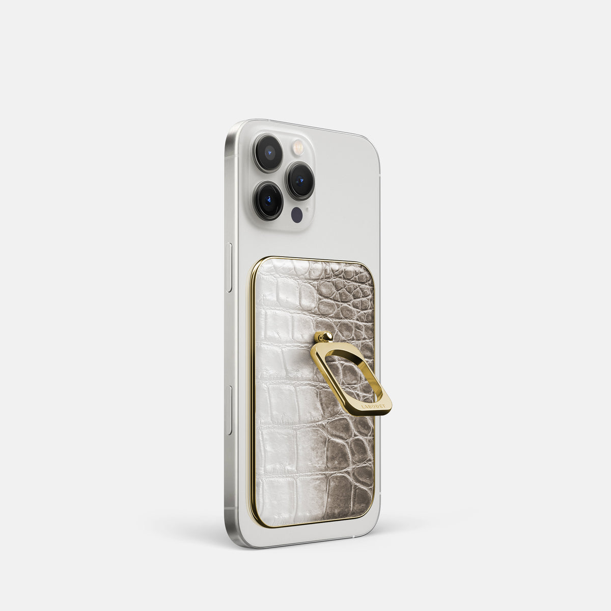 Dark iPhone 16 Pro MagSafe Ring Himalayan Crocodile with Gold Metal -1 | Dark-Gold