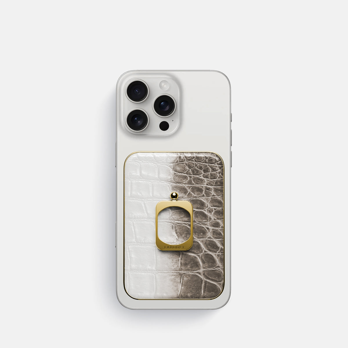 Dark iPhone 16 Pro MagSafe Ring Himalayan Crocodile with Gold Metal -2 | Dark-Gold