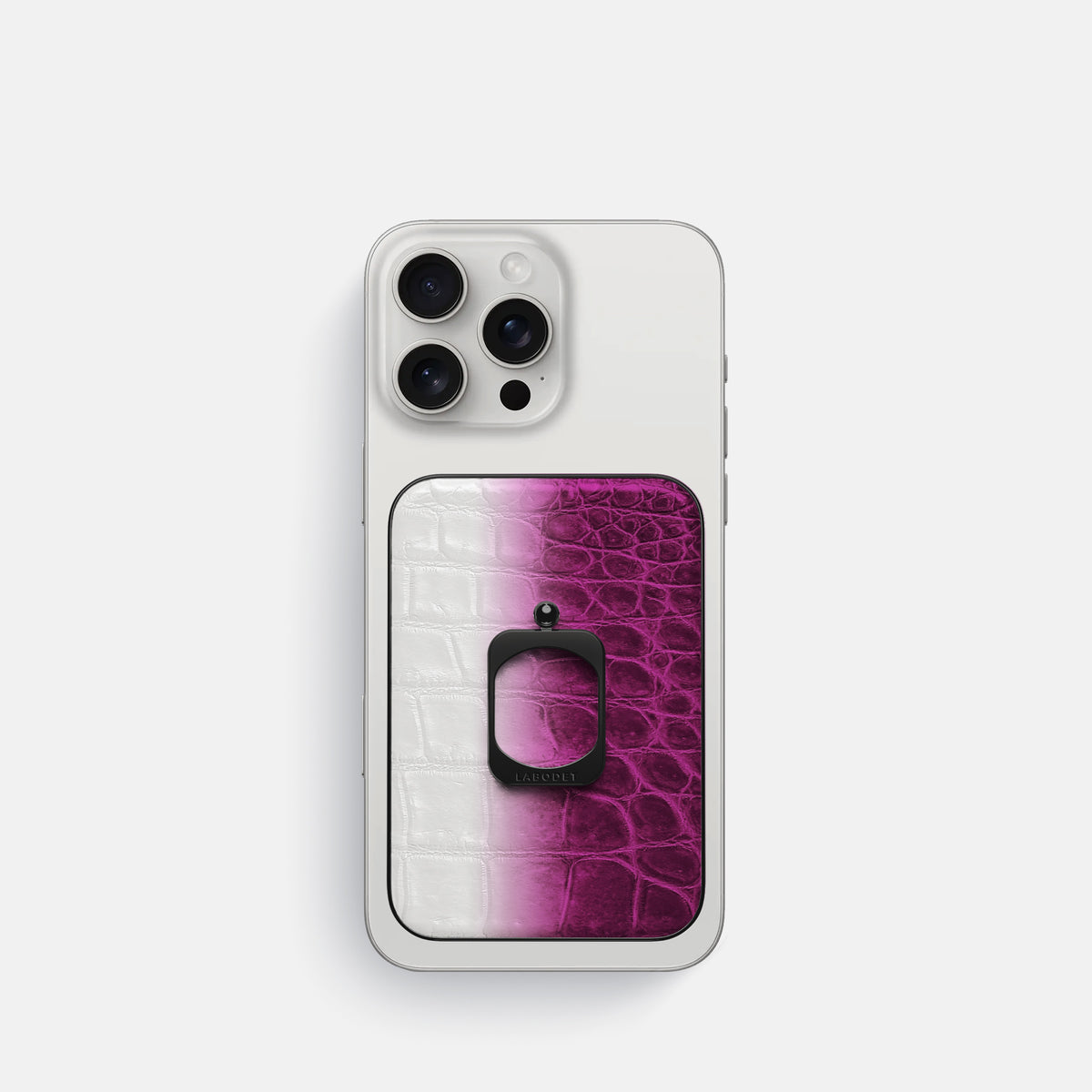 Fuchsia iPhone 16 Pro MagSafe Ring Himalayan Crocodile with Black Metal -2 | Fuchsia-Black
