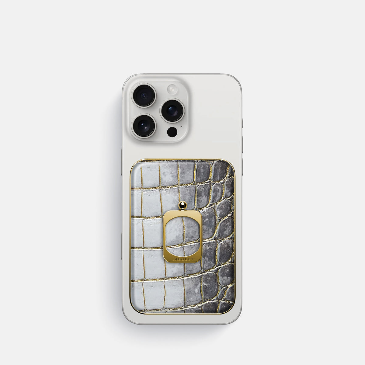 Gold iPhone 16 Pro MagSafe Ring Himalayan Crocodile with Gold Metal -2 | Gold-Gold