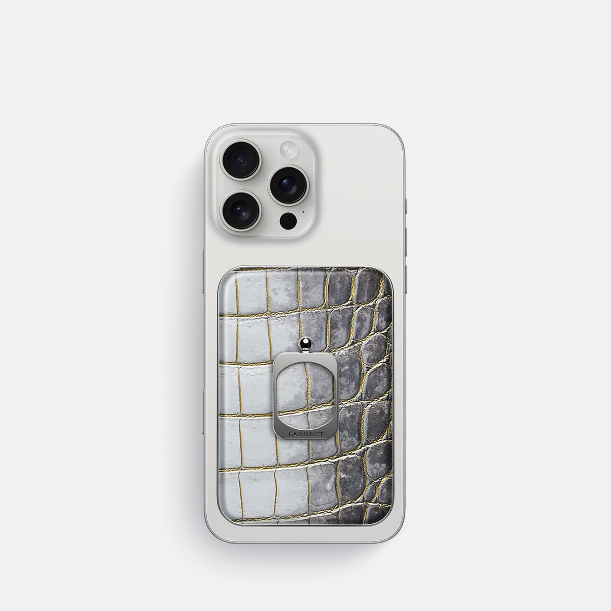 Gold iPhone 16 Pro MagSafe Ring Himalayan Crocodile with Steel Metal -2 | Gold-Steel